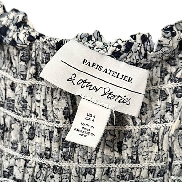 & Other Stories Smocked Strappy Maxi Dress in Ditsy Floral Print - Picture 3 of 8